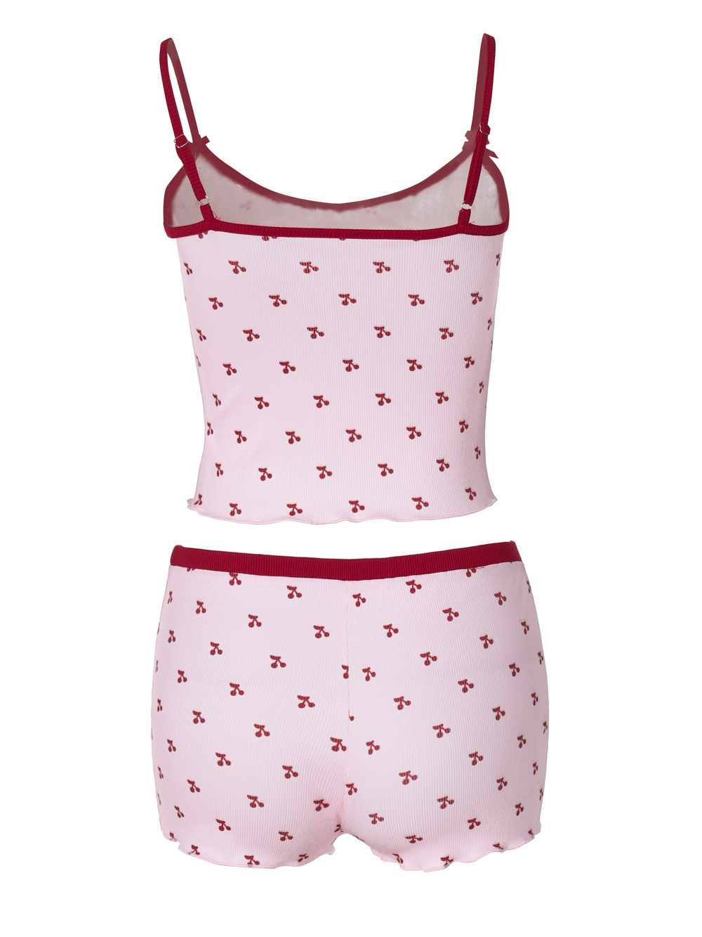 2026 Summer New Cherry Print Camisole T-Shirt Shorts Pajama Set For Women And Men Foreign Trade Cross-Border_ecoleips.com