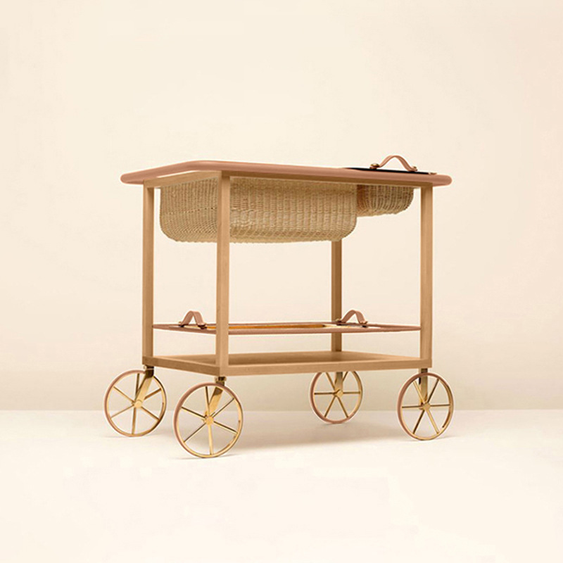 Mesa lateral del sofá, lujo ligero, sensación de alta gama, carrito móvil, mesa de centro, viento, red, mesa pequeña roja, estante, vagón comedor