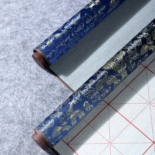 Water writing cloth scroll calligraphy practice water writing paper brush copybook blue dragon pattern rice grid blank water writing cloth set