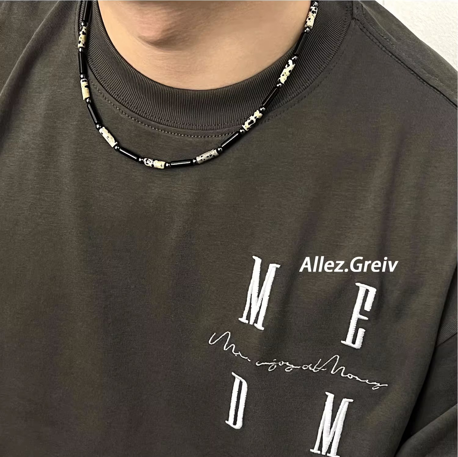 Natural Stone Beaded Necklace For Men Trendy Niche Style Accessory_voghion.com
