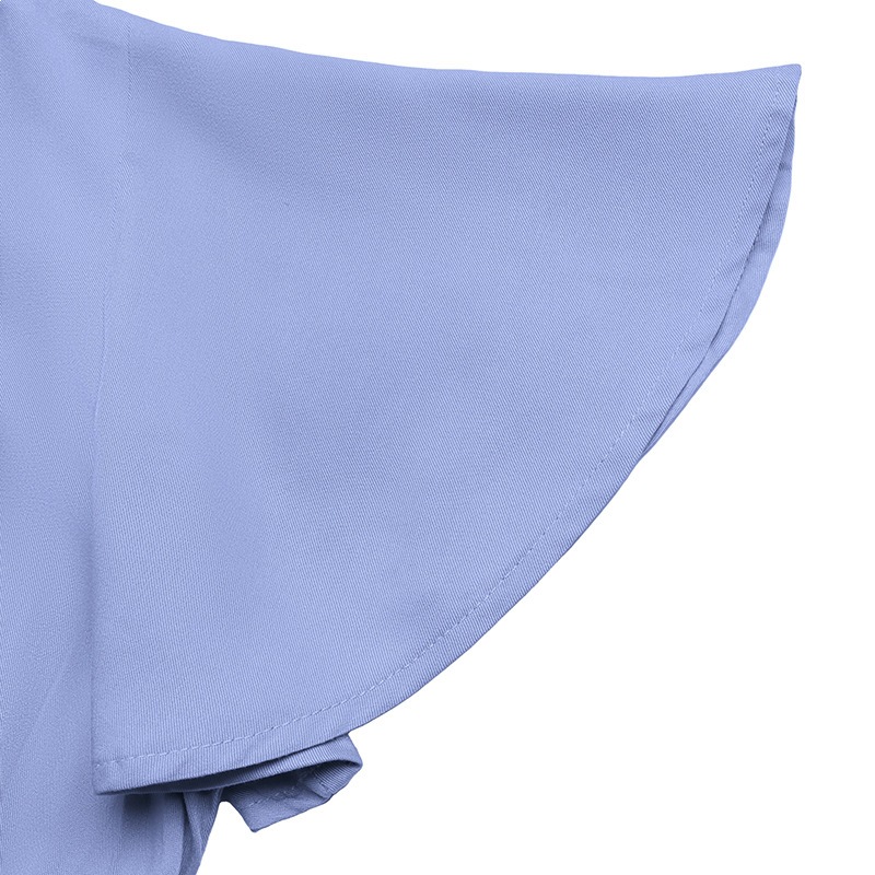 Women's Clothing Elegant Style Women's Long Sleeve Lace Ruffle Sleeve V Neck Solid Color Dress Full Skirt Fashion_ecoleips.com