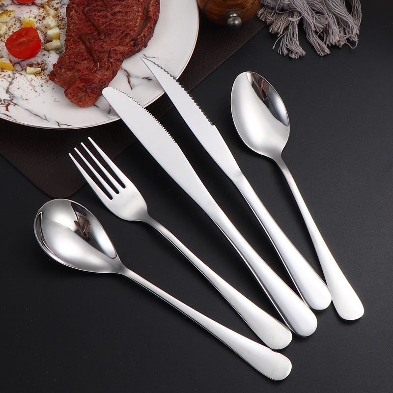 304 cubiertos de acero inoxidable suministros de hotel de comida occidental 1010 cucharas de servicio cucharas de café cuchillo de filete cucharas