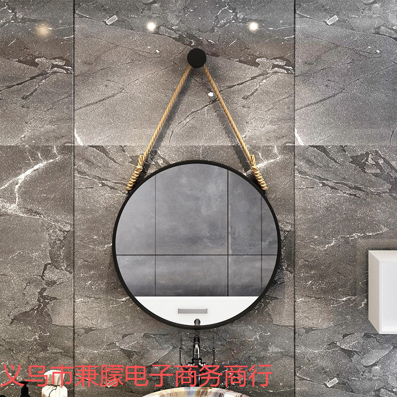 Scandinavian Wall-Mounted Bathroom Mirror Wash Basin Makeup Round Mirror Vanity Mirror Beauty Salon Wall-Mounted Bathroom Round Mirror