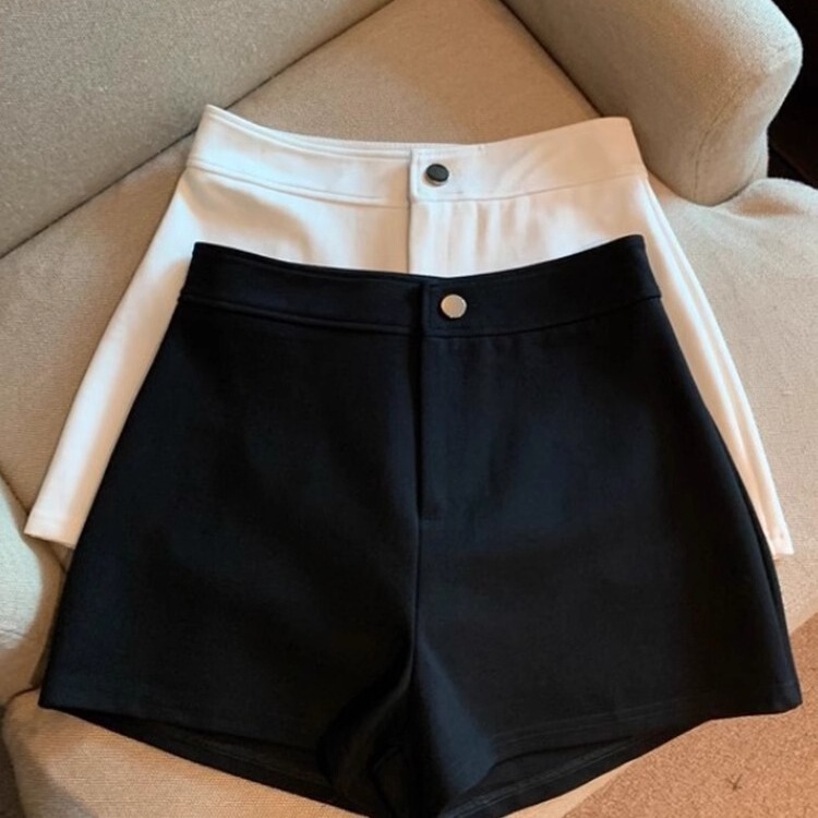 Black Lower Body Missing Suit Shorts for Women 2025 Spring Qiu Season High Waist Slimming Look A-Line Tight Elastic Sexy Hot Black Lower Body Missing Suit Shorts for Women 2025 Spring Qiu Season High Waist Slimming Look A-Line Tight Elastic Sexy Hot