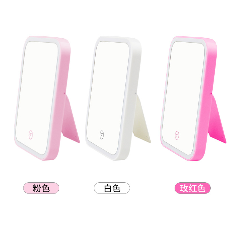Espejo de belleza táctil portátil espejo de maquillaje LED con luz moda princesa espejo de relleno de luz espejo plegable