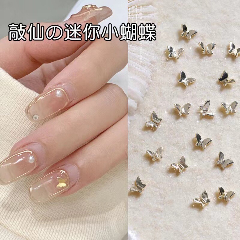 Little Red Book Explosive Manicure Butterfly Jewelry Metal Three-dimensional Alloy Mini Golden Nail Decoration Fingertip Accessories