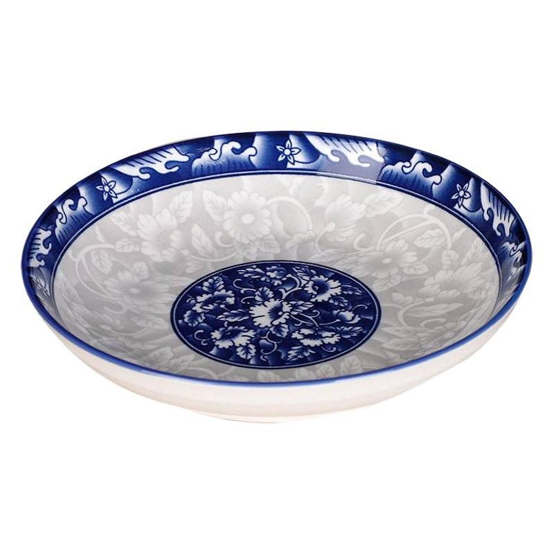 Comercio electrónico al por mayor de impresión verde cuencos y platos de cerámica se adaptan a las necesidades diarias vajilla de porcelana azul y blanca dos yuanes más que el suministro de la tienda