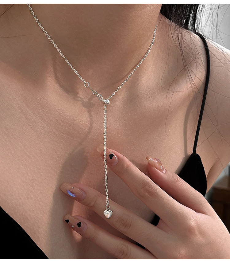 Daily Occasion 925 Sterling Silver Material 925 Sterling Silver Patchwork Heart Shape Pendant Necklace