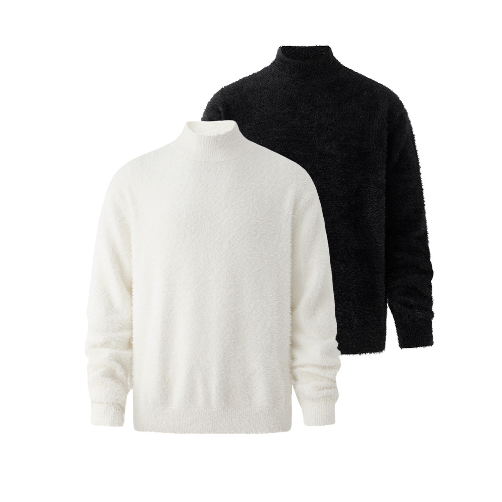 Mr Simple Style Half Turtleneck Knitted Bottoming Shirt for Men in Winter Warm Inner Wear Korean Style High-End Pure Color Sweater