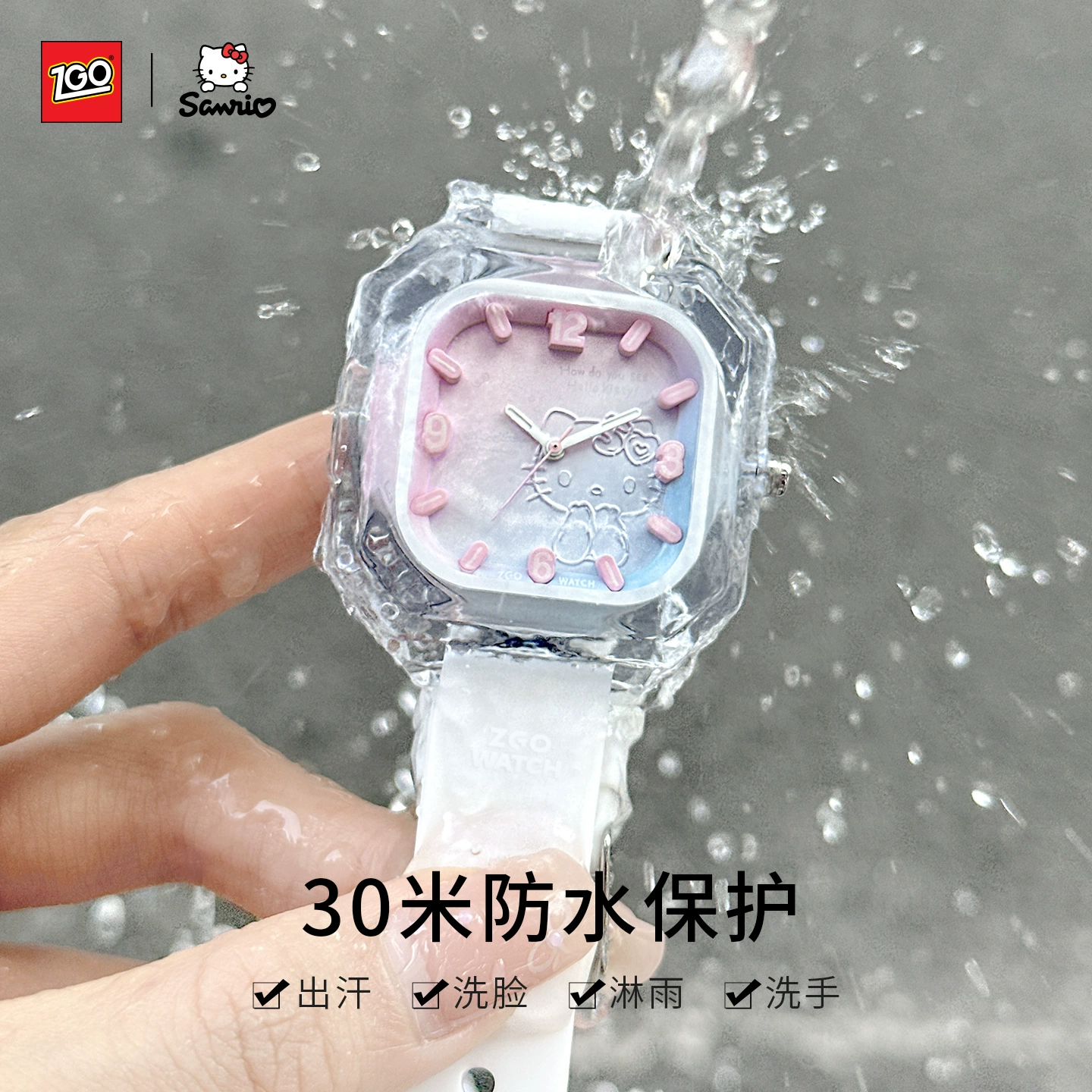 Оригинальные часы Hello Kitty, часы Hello Kitty, Санрио, мужские часы, водостойковые кварцевые квадратные часы