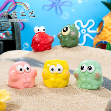 马卡龙色立体海绵宝宝派大星章鱼哥ins摆件钥匙挂件桌面树脂饰品