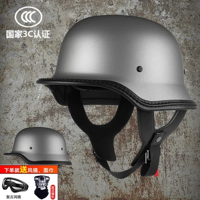 Motorcycle Helmets for Men and — Motosiklet dəbilqələri - m-upgraded-metal-matte-gray-calfskin-edge-world-war-ii-soldier