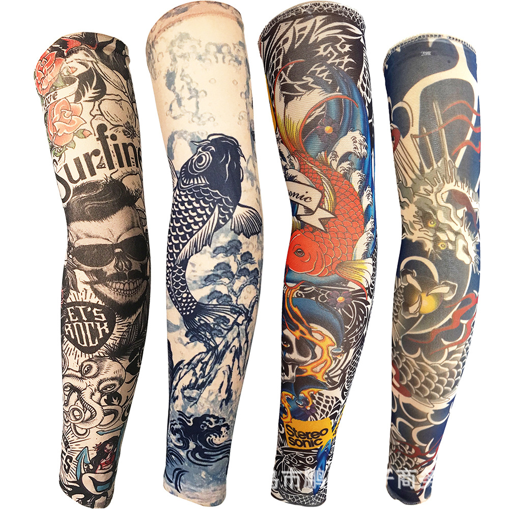Tattoo Sleeves Cross-Border Supply Chain Factory Direct Supply Tattoo Sleeves Arm Sleeves Large Flower Arm New Ready-Made Ice Sleeves