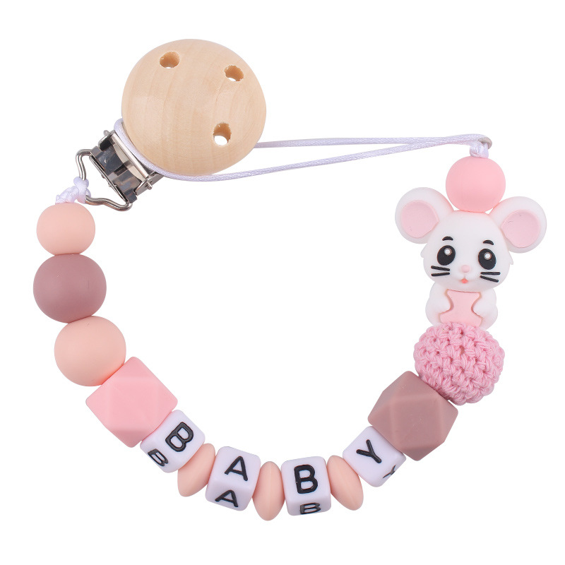 Juguetes para bebés planetas grano clip de tetina bebé calmar dibujos animados ratón cadena tetina de silicona anti-caída cadena