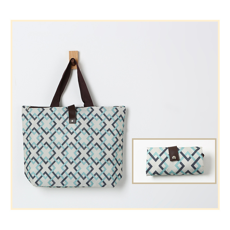 Bolsa de compras plegable de tela Oxford, bolsa de compras plegable ecológica promocional portátil, personalizable.