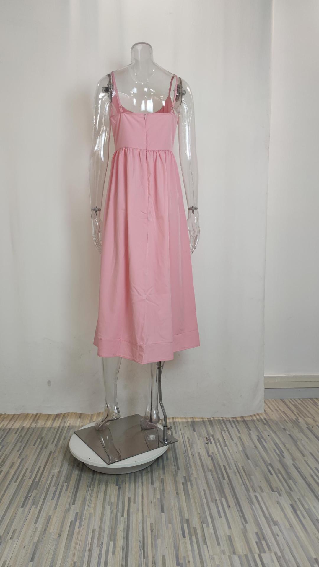 350g Weight Midi Dress Dress Length Type Sleeveless Sleeve Length Strap Dress Dresses Type Polyester Fabric Type High Waist Waist Line Holiday, Daily Occasion Strap Neckline Regular Fit Fit Type Solid Color Pattern Summer Season Women's Gender Pleated Design Sexy Style Wholesale Women's Sexy Pleated Solid Color Holiday Daily Strap Sleeveless Strap Dress 9