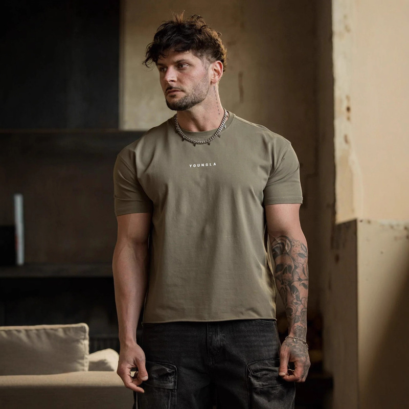 Youngla American New Men's T-Shirt Muscle Sports Fitness Slim Short Sleeve Outdoor Running Training Cotton T-Shirt Youngla American New Men's T-Shirt Muscle Sports Fitness Slim Short Sleeve Outdoor Running Training Cotton T-Shirt