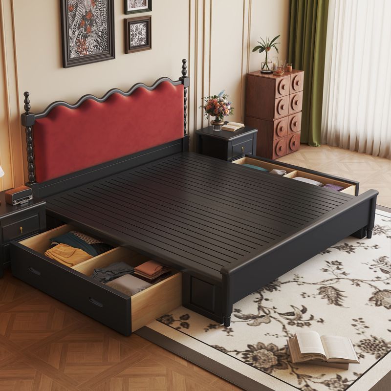 French Retro Soft-Packed Solid Wood Bed 1.8 Modern Simple Home Master Bedroom 1.5 Double Bed Mid-Century Style Storage Bed