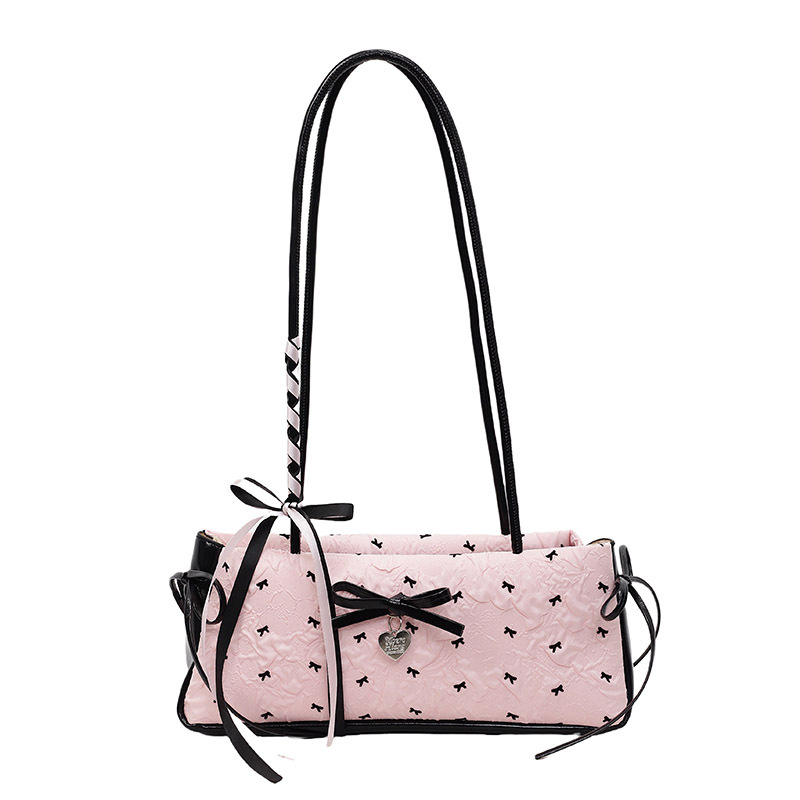 Bolso de axila de chica caliente fresco de moda 2025 verano nuevo bolso femenino lindo lazo bolso de hombro de color de contraste de estilo occidental