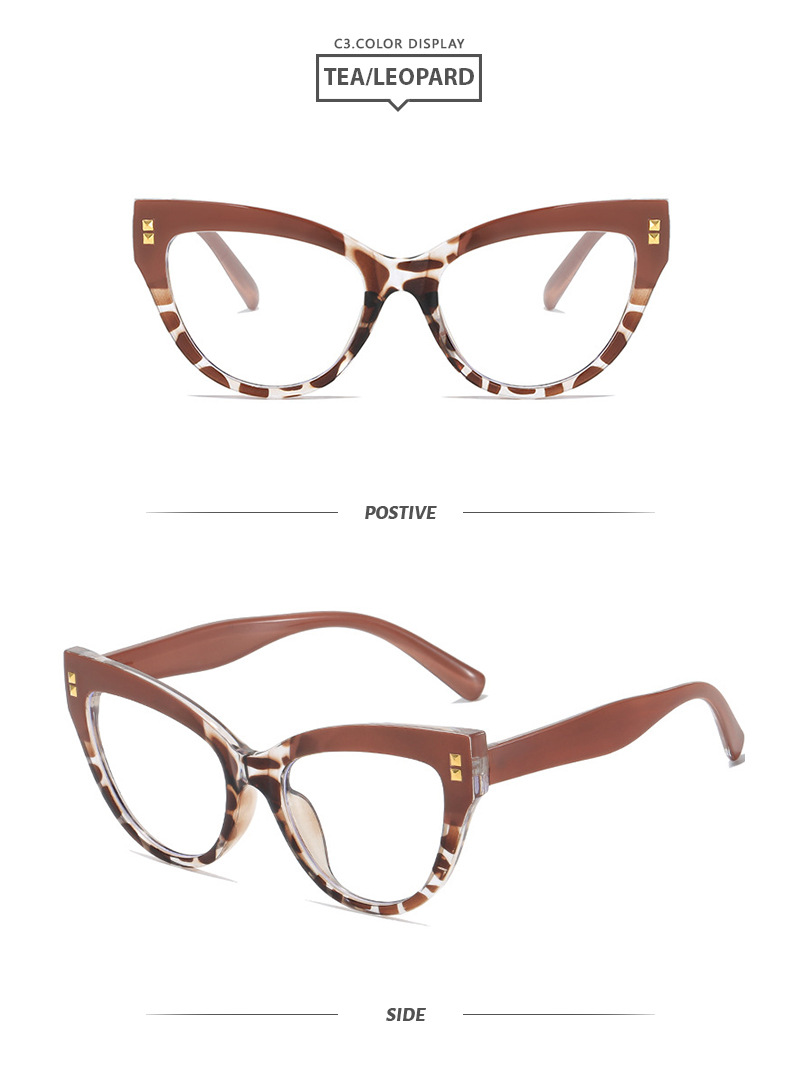 45g Weight Full Frame Glasses Structure Glasses Classification PC Lens Material Square Glasses Style Street Occasion Color Block Pattern Women'S Gender Retro Style Retro Color Block PC Square Full Frame Optical Glasses 5