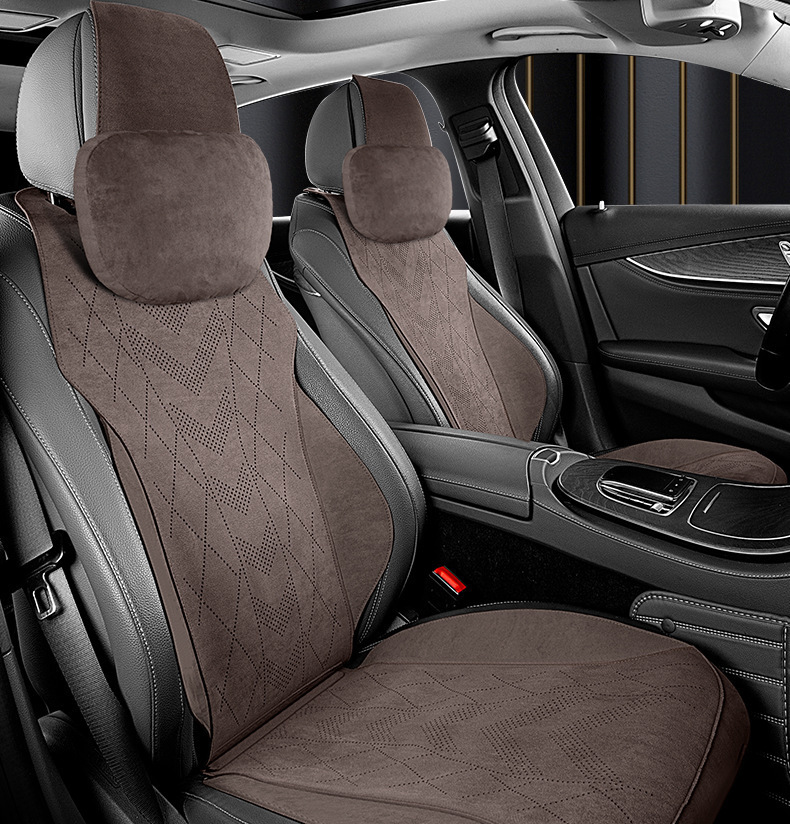 High-end suede car seat cushion for single seat, suitable for all seasons, winter seat cover for both driver and passenger seats