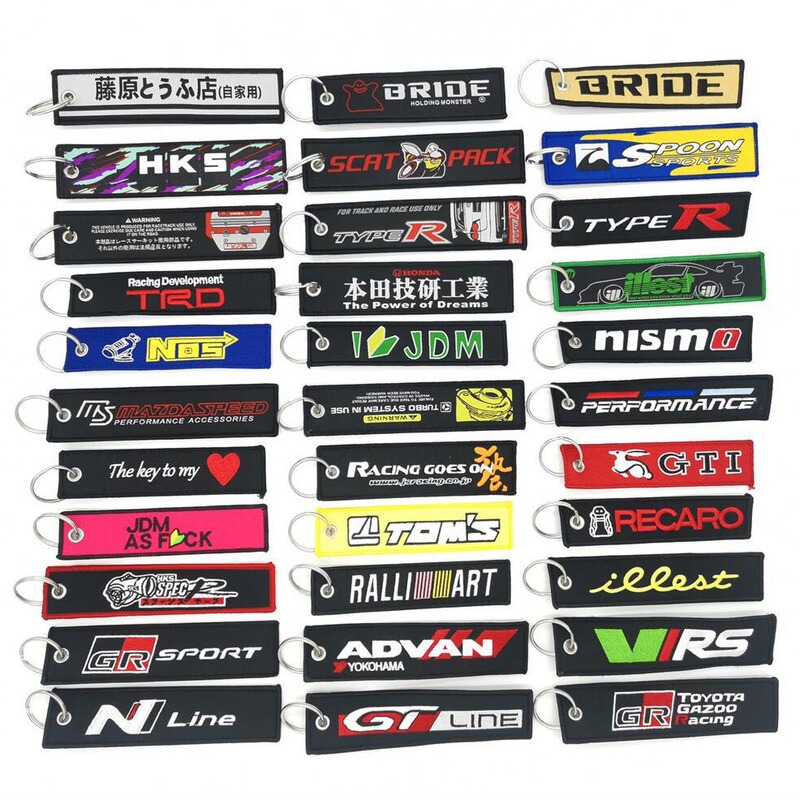 Car JDM performance modification culture aviation culture embroidery cloth strip ribbon keychain pendant Guangzhou in stock