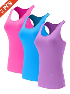 [Breathable Blend] Women's Racerback Workout Tank Tops -3Pc