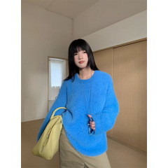 誉一新款2025秋季慵懒风软糯毛衣女长袖宽松兔绒针织衫女M3758
