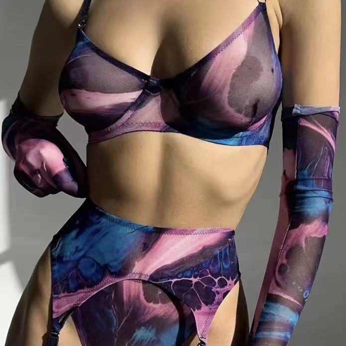 INS Europa y América transfronteriza Amazon comercio exterior red de interés hilo ropa interior estampado leopardo guantes sexy piernas calcetines teñidos cinco piezas set