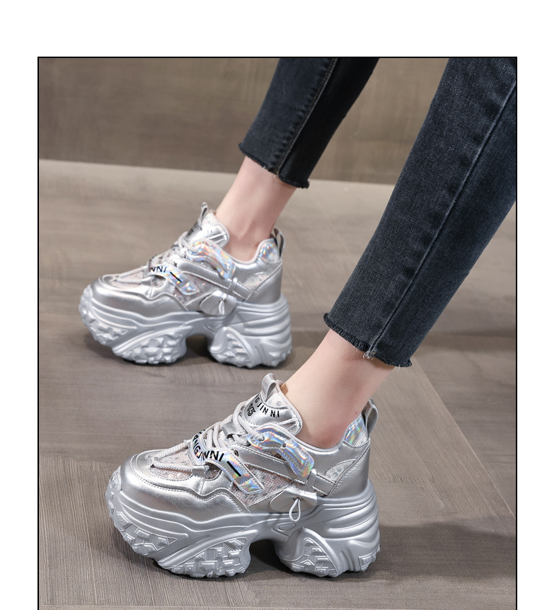 Giày sneaker nữ đế dày tăng chiều cao bên trong, đế bánh xốp mềm mại — Lưới đôi màu hồng nude chi tiết 12