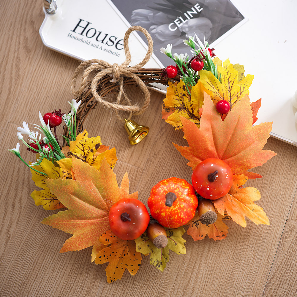 Decoración de Halloween guirnaldas de otoño guirnaldas de arce calabazas decoraciones de puerta colgantes regalos de Acción de Gracias