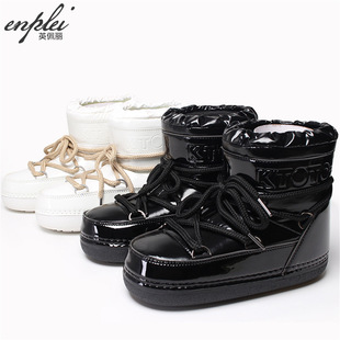 Y032 Warm Snow Boots Women's 2025 New Winter Women's Moon Boots Thin Sole Mid-Calf Water-Repellent Space Boots