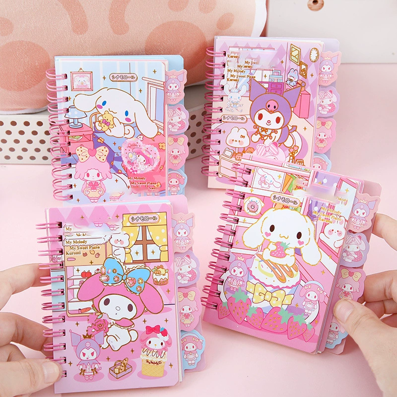 Блокнот на пружине Sanrio A7, милое бронзирование на обложке, съёмные листы, стильные канцелярские