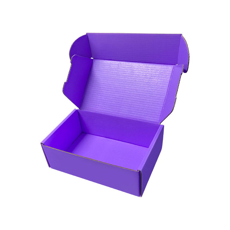 Caja de embalaje expreso de productos de cuidado de la piel de color púrpura de uva caja de avión caja de embalaje extra dura engrosada logotipo de pequeño lote personalizado