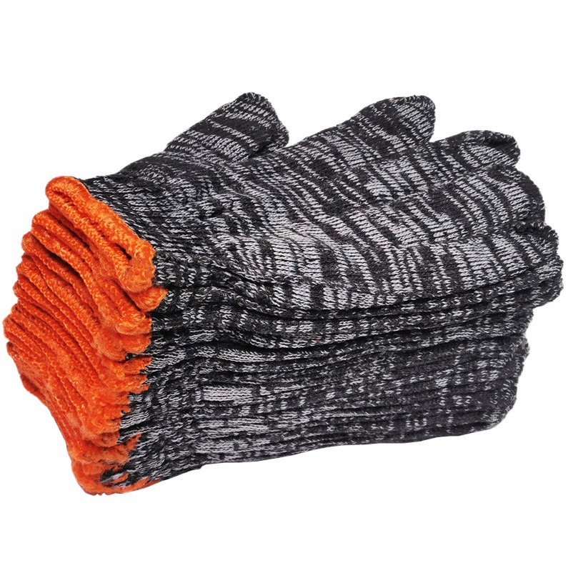 Износостойкие и грязно-стойкие серо-черные хлопковые нейлоновые утолщенные марлевые перчатки по охране труда