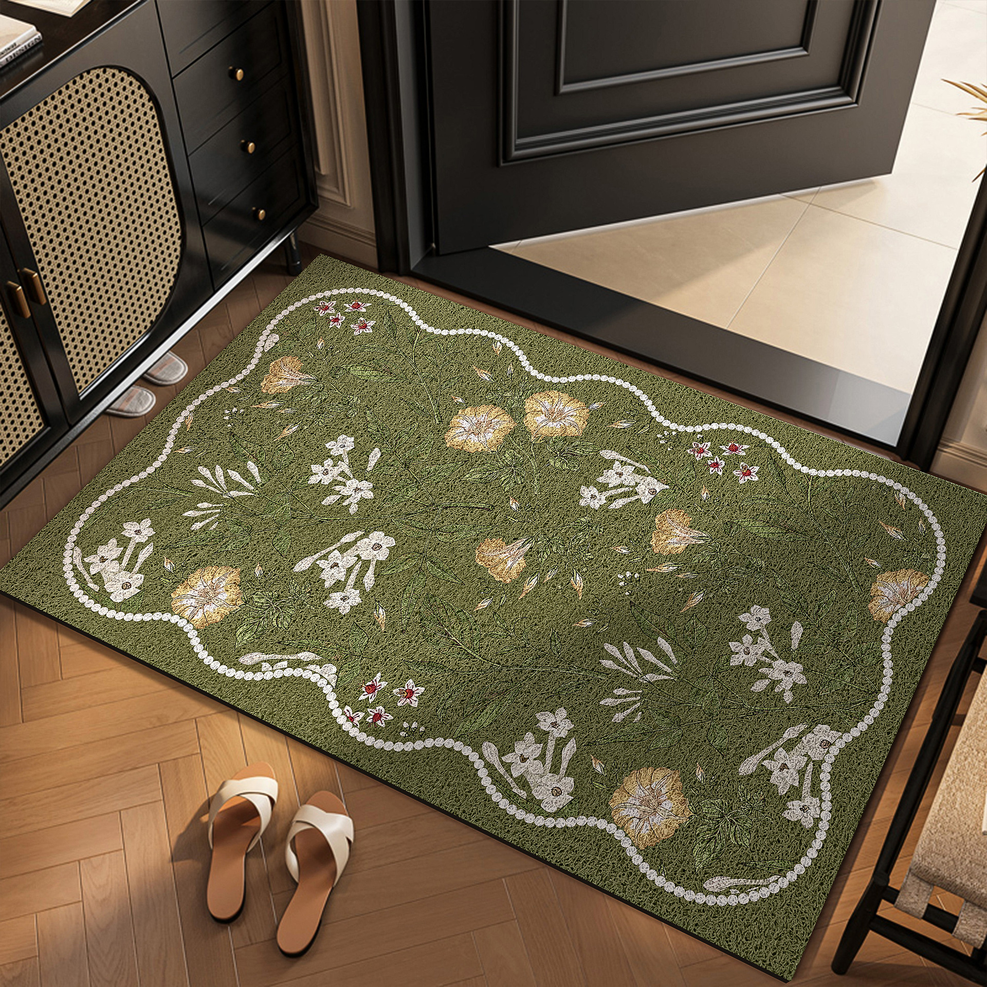 Alfombra de piso de puerta de entrada alfombra de pedal de puerta de entrada anillo de seda doméstico alfombra especial de puerta interior y exterior alfombra antideslizante