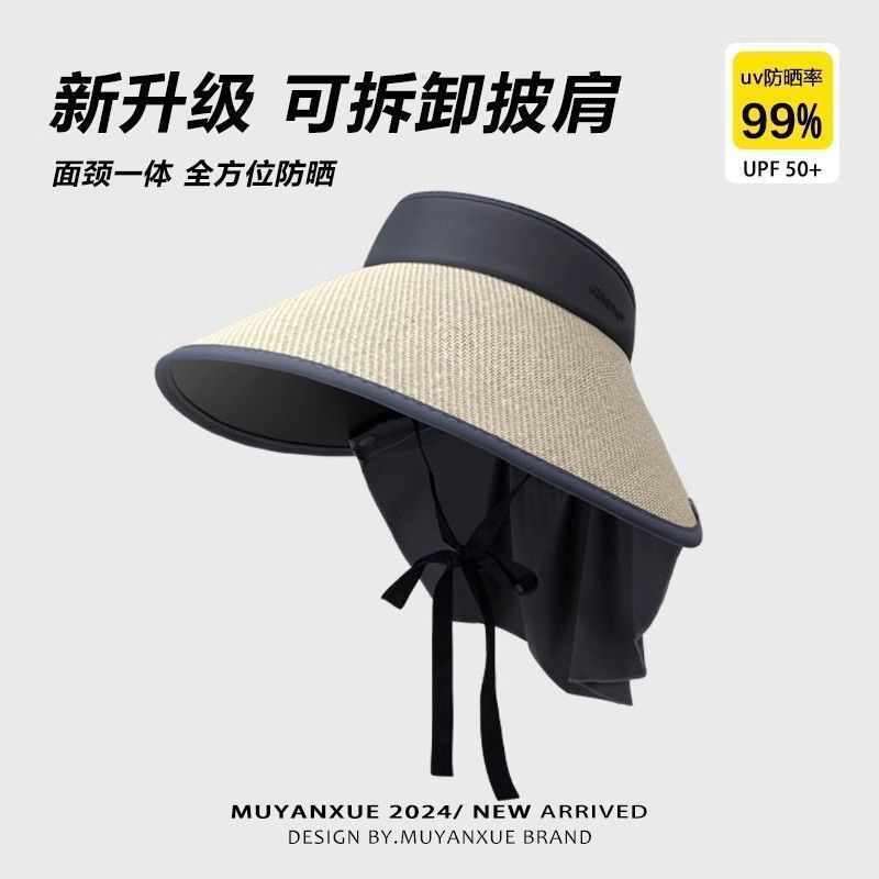 女性用オールラウンド屋外日焼け止め帽子、夏の日よけ帽子、大きなつばのフェイスマスク、UVネックプロテクションサンハット|undefined