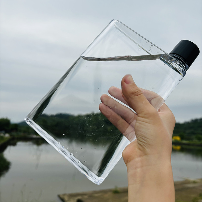 创意礼品扁平塑料杯A5纸张水杯学生运动随手杯批发A6memo水壶厂家