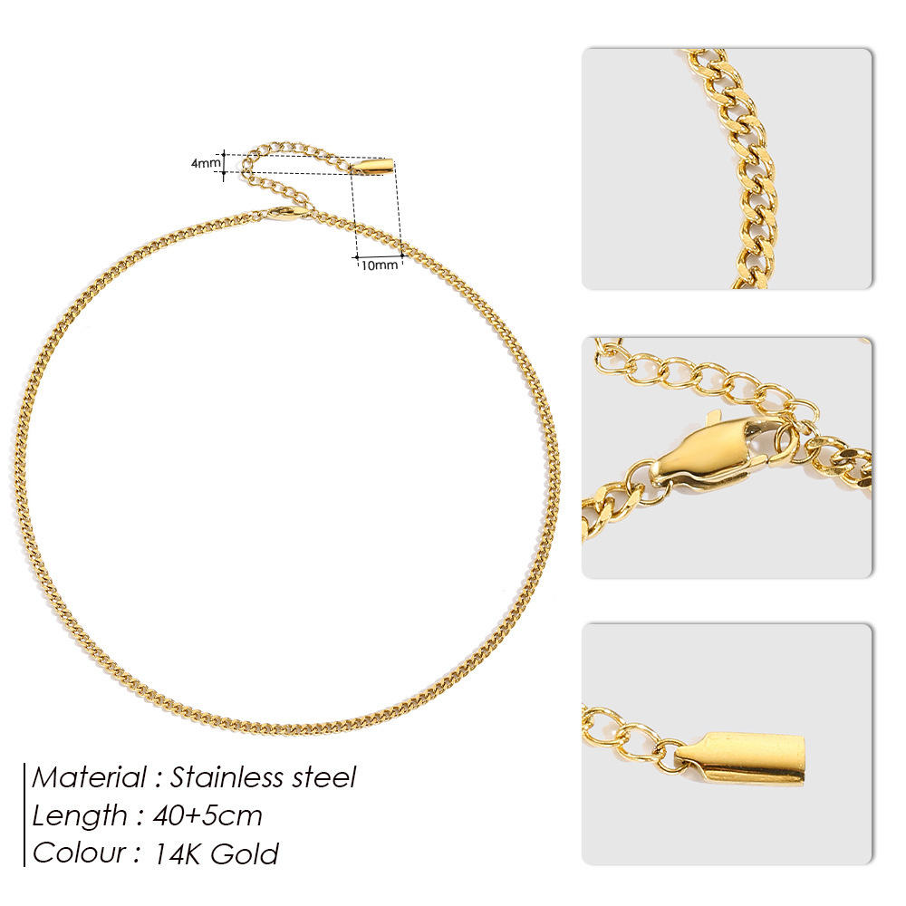 Lina Girl St.delan Cubaanse ketting voor mannen en vrouwen, roestvrijstalen halsketting, klassiek en veelzijdig, 14k verguld, choker, grensoverschrijdende groothandel_voghion.com
