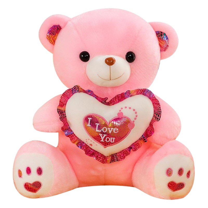 Corazón abrazando luminoso oso de peluche muñeca de peluche de juguete almohada niña niños regalo oso de peluche transfronterizo al por mayor