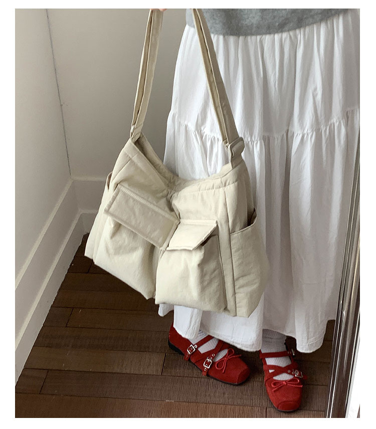 Japanese-style workwear style large-capacity single-shoulder bag, large pocket simple tote bag, ins canvas school crossbody messenger bag undefined