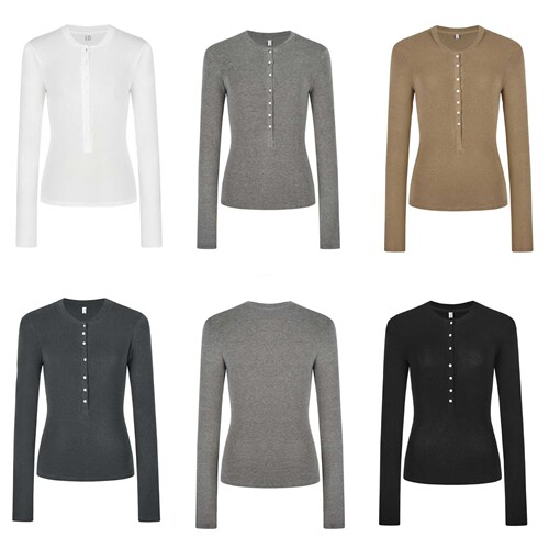 Moses Queen Semi-Open Collar Slim Fit T-shirt Women's Autumn/Winter Long Sleeve Top Reveals Bust Large Base Shirt