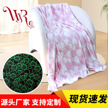 现货双面夜光法兰绒毯子发光毯儿童盖毯荧光毯空调毯双面绒毯批发