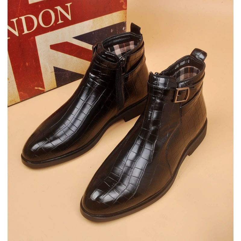 Осенние новые мужские корейские модные кожаные сапоги
