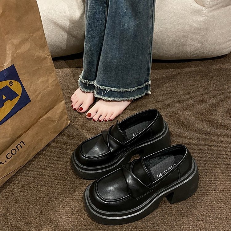 High heeled small leather for women in spring 2024, new one foot heel thick soled Mary Jane English style Lefu single_voghion.com