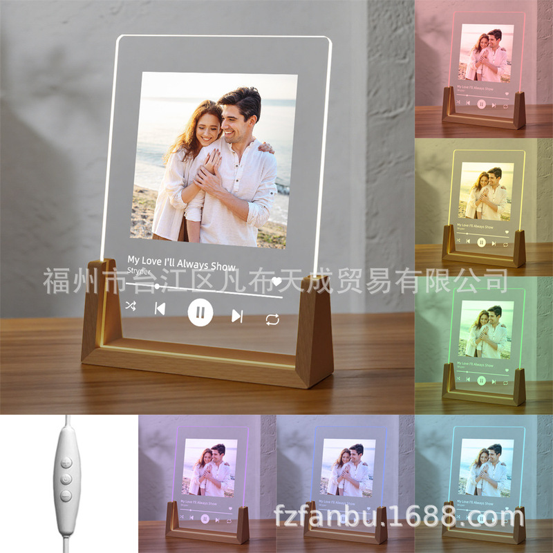 アクリル音楽カスタマイズされたナイトライト写真ポートレートカップル結婚記念日誕生日ギフト装飾品工場直販|undefined