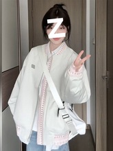 美式复古撞色棒球服外套女春秋新款宽松小个子穿搭休闲感上衣