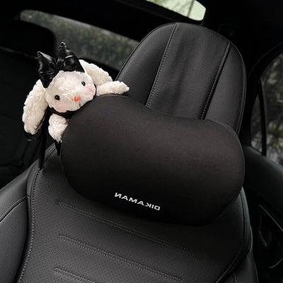 Headrest, Neck Pillow, Car Seat, Lumbar - left-black-knotted-black-scarf-rabbit-black-neck-pillow