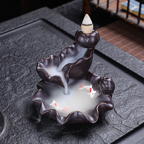 Backflow incense burner creative home furnishings ceramic crafts Zen ornaments Pisces backflow sandalwood ornamental cross-border