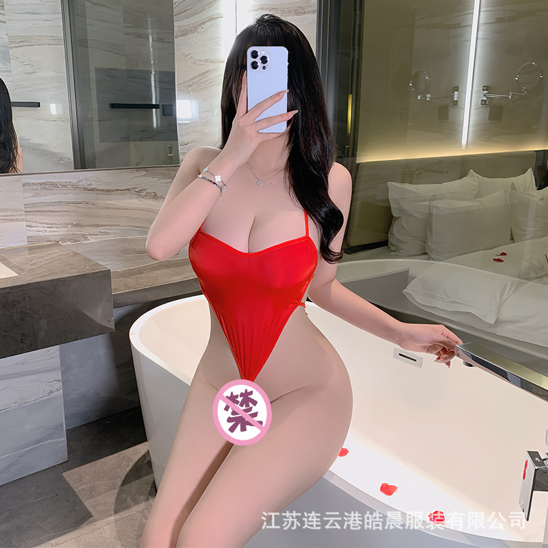 Sanshengyin Sexy Lingerie Sexy Hot Tight Peach Heart Sexy Jumpsuit No Need to Take Off Teasing Sexy Suit 8414